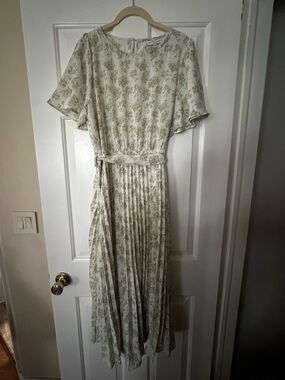 Baltic Born Prim Pleated Midi Dress | Vintage Olive | Size XL | NWT